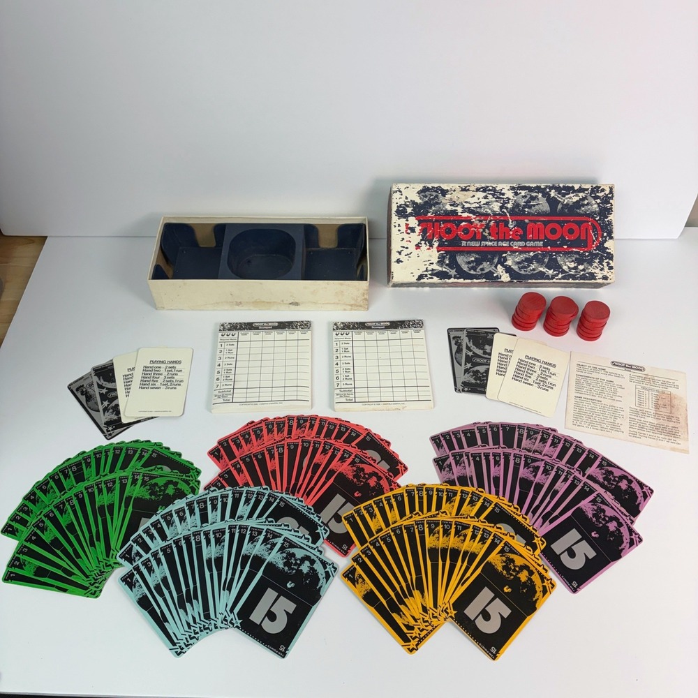 Vintage 1986 Shoot the Moon A New Space Age Card Game Retro Sci-Fi